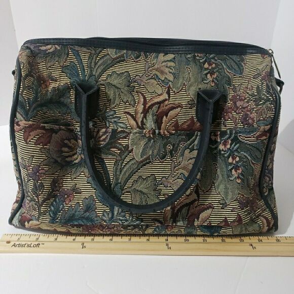 Sorrento Vintage Carry-All  Carry-On Floral Tapestry Luggage Overnight Tote Bag - Picture 3 of 8